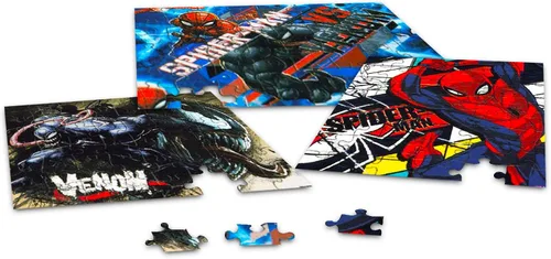 Vista 2 de Marvel Spiderman - Rompecabezas para niños, paquete de actividades de Spiderman, paquete de 3 rompecabezas de Spiderman, 48 piezas cada uno