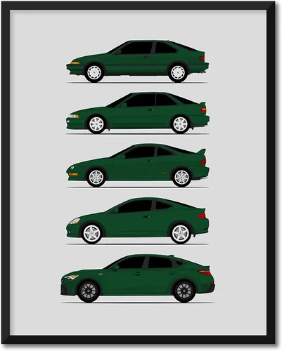 Vista 16 de Custom Car Posters Póster hecho a mano compatible con Acura Integra Evolution Generations e impresión de Acura Integra, multicolor, 8 x 10 pulgadas