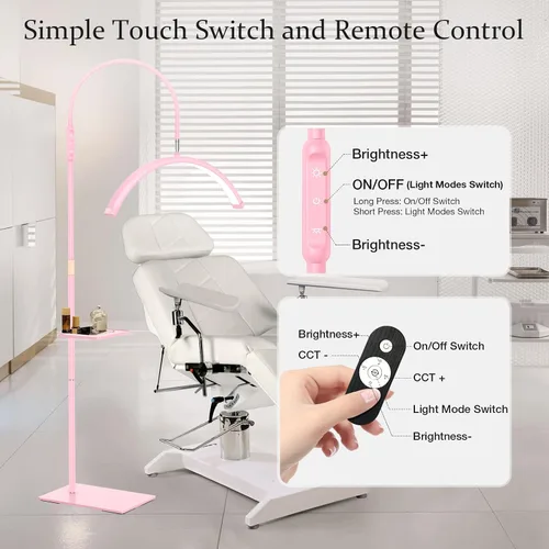 Vista 6 de Mznoo Half Moon - Lámpara de pestañas flexible y ajustable de 23 pulgadas con bandeja de herramientas para extensiones de pestañas, tecnología