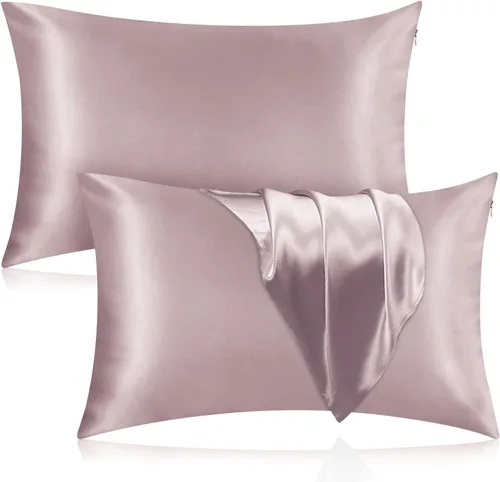 Vista 8 de Funda de almohada de seda para cabello y piel, paquete de 2 fundas de almohada 100% seda de morera 25 momme, 600 hilos, fundas de almohada de seda