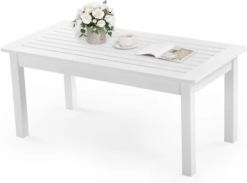 Vista 12 de Stoog Mesa auxiliar para exteriores, mesa auxiliar de madera de polietileno para todo tipo de clima, mesa auxiliar rectangular para patio trasero