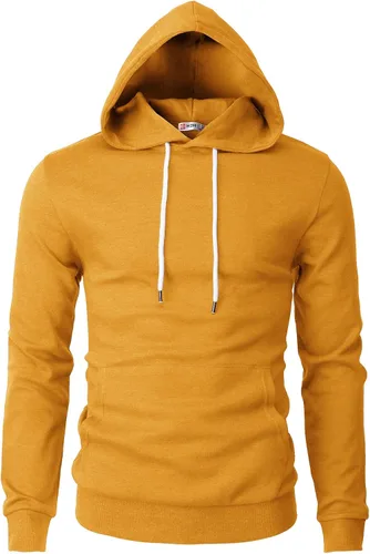 Vista 34 de H2H Sudadera con Capucha Tipo Pullover para Hombre, Ligera, de Manga Larga, con Bolsillo Canguro, Ajuste Ceñido, Básica, Casual, Suéter