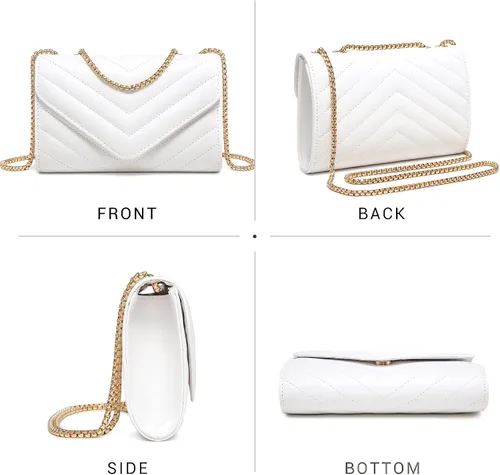Vista 2 de Dasein Bolsos cruzados acolchados pequeños para mujer, elegante bolso de noche de diseñador, bolsos de mano y bolsos de mano con correa de hombro