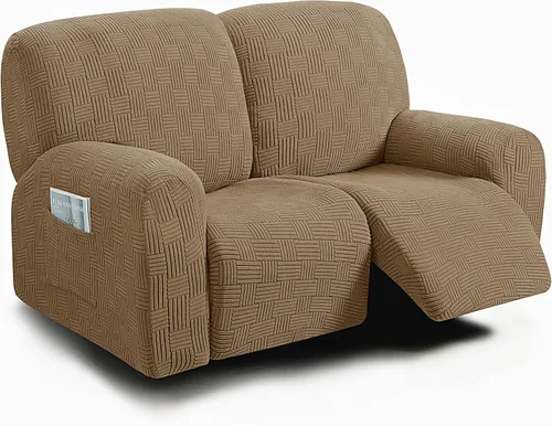 Vista 20 de ULTICOR - Juego de 8 fundas para sofá reclinable de jacquard, fundas elásticas para sofá reclinable para 3 cojines, gruesas, suaves, lavables
