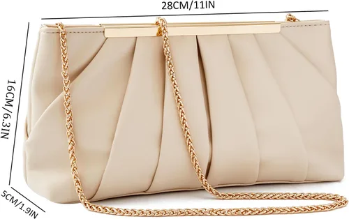 Vista 8 de Bolso de mano elegante plisado formal bolso de noche simple y elegante para mujer