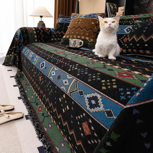 Vista 3 de STACYPIK Fundas de sofá bohemias suaves para mascotas, funda de sofá de A01 # Boho Negro