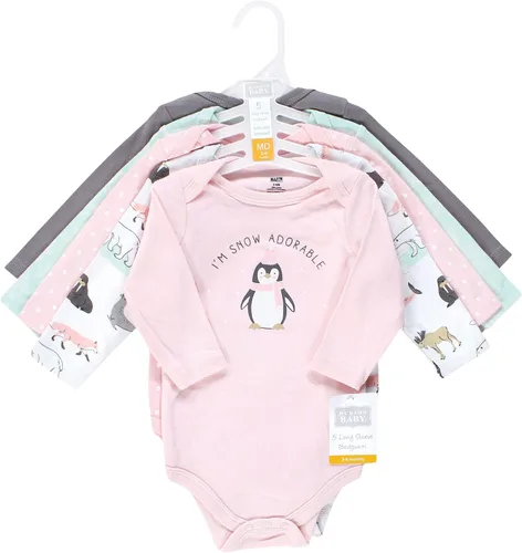 Vista 2 de Hudson Baby baby-girls Cotton Long-sleeve Bodysuits 5-pack