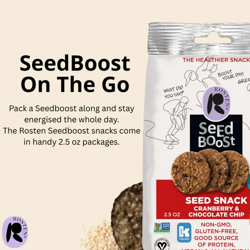 Vista 5 de ROSTEN SeedBoost - Galletas de semillas (paquete de 8) sabor a arándano y chispas de chocolate, veganas, sin OMG, sin gluten (2.5 onzas cada una)