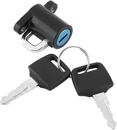 Vista 7 de Cerradura de casco de motocicleta, cerradura antirrobo de aleación de aluminio para casco con 2 llaves, gancho universal para casco