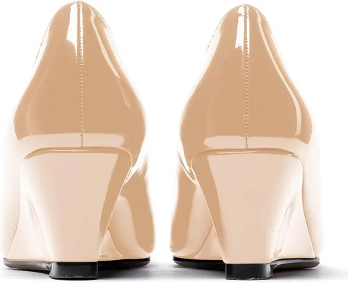 Vista 4 de WAYDERNS Zapatos de vestir de noche de tacón bajo con hebilla de metal dorado y puntera cuadrada para mujer, zapatos de vestir de noche de 2 pulgadas