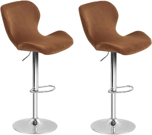 Vista 32 de Paquete de 2 fundas para sillas de bar de altura de mostrador, fundas giratorias de terciopelo para taburetes de bar, fundas elásticas para sillas