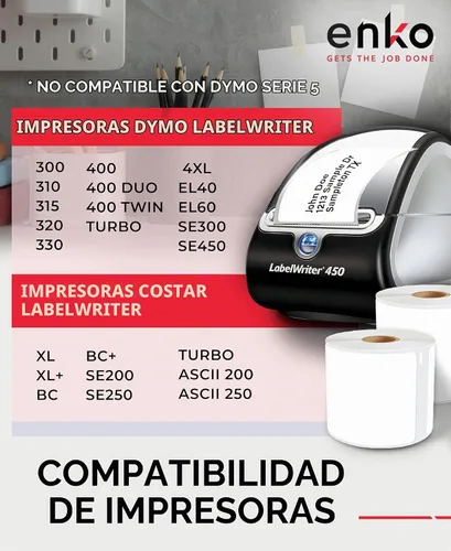 Vista 3 de enKo 30256 12 rollos 3600 etiquetas de dirección y envío