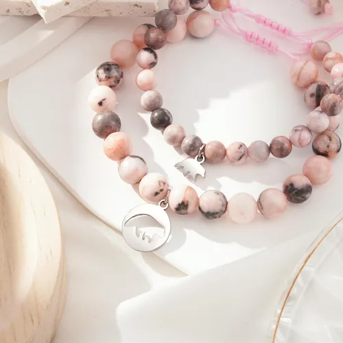 Vista 3 de ASKRAIN Pulseras para madre e hija, regalo de oso mariposa, dulce corazón, pulseras para dos cumpleaños, regalo de Navidad