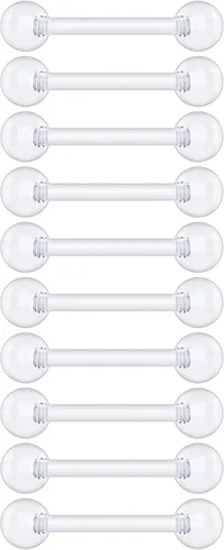Vista 12 de Anillos de plástico para pezón – Anillos de lengua transparentes – Piercing hipoalergénico recto Bioflex