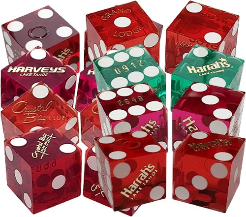 Vista 2 de Authentic Nevada Casino Dice Set 19mm Craps Dice (3 Pairs, 6 Dice) Table-Played Mixed Assortment Lake Tahoe Casinos