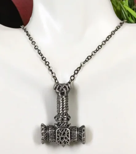 Vista 8 de Ebros Gift Legend of Asgard - Collar de estaño con dije de martillo vikingo, mitología nórdica vikinga, Mjolnir Thor Odinson, Fantasía, Odin Frigga