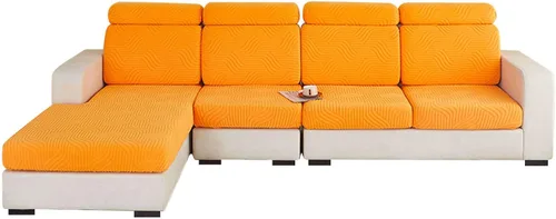 Vista 7 de MBROS Fundas de cojín para sofá modular en forma de L, funda de cojín elástica para silla, sofá biplaza, protector de muebles, tela jacquard