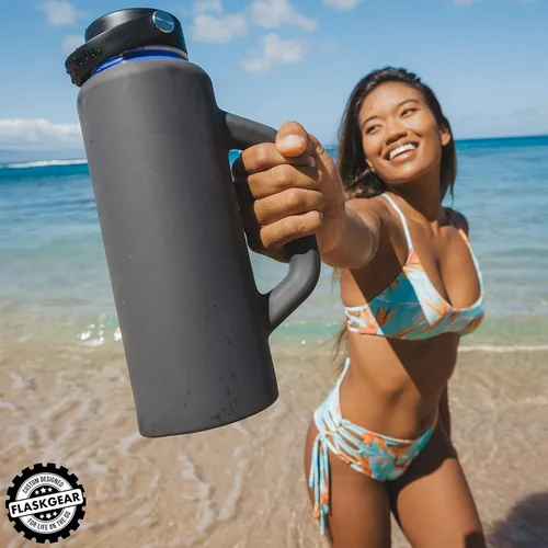 Vista 6 de Grab & Go Handle - Funda de silicona compatible con Hydro Flask, ThermoFlask, Takeya, Simple Modern y otras botellas de agua aisladas de 40 onzas