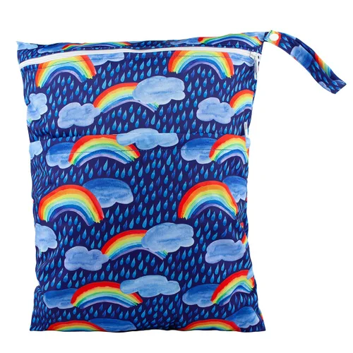 Vista 29 de Wet Bag - Bolsa de pañales de tela para bebé, reutilizable, lavable, con dos bolsillos con cremallera (mapache animal)