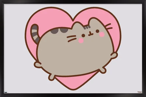 Vista 8 de Trends International Pusheen - Póster de pared de corazón, 22.4 pulgadas de largo x 14.7 pulgadas, versión enmarcada en madera de granero