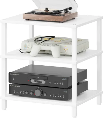 Vista 23 de Soporte para reproductor multimedia AV de 3 niveles, gabinete estéreo, gabinete estéreo moderno, estante de consola de juegos, soporte de TV