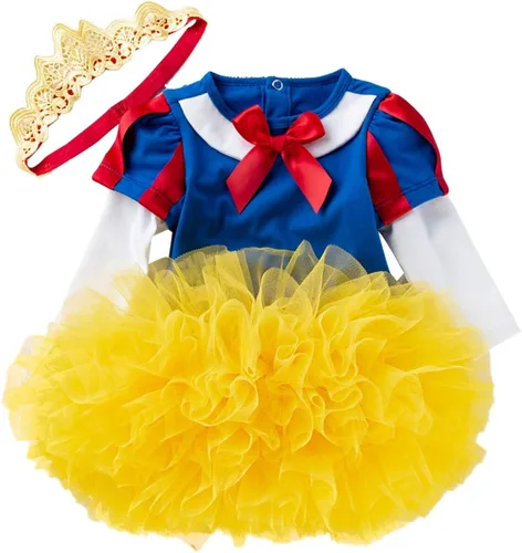 Vista 23 de MYRISAM - Disfraces de Navidad para bebés y niñas pequeñas, princesa Blancanieves, sirena, cumpleaños, mameluco, vestido tutú con diadema
