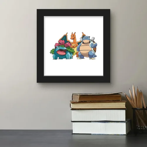 Vista 5 de Gallery Pops Pokemon - Blastoise, Charizard, arte de pared Venusaur, versión enmarcada negra, 12 x 12 pulgadas