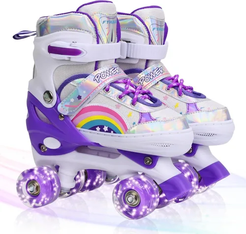 Vista 8 de Patines ajustables para niños pequeños y adultos, ruedas iluminadas, 4 tamaños