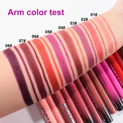 Vista 5 de AMY'S DIARY Juego de 2 lápices labiales y delineadores de labios rosa y morado, kit de delineador de labios y lápiz labial para mujeres, lápiz