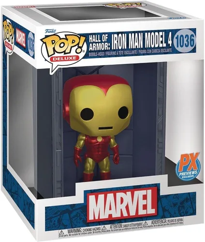 Vista 2 de Funko Pop! Marvel Hall of Armor: Iron Man Model 4 - Figura de vinilo de lujo exclusiva #1036