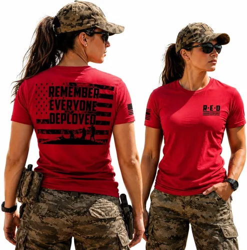 Vista 11 de RED Friday US Military Shirt Remember Everyone Deployed Flag American Pride Camiseta para hombres y mujeres