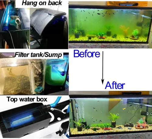 Vista 4 de Luz de Limpieza de Acuario JackSuper de 3W para Tanque de Peces, Luz Verde para Limpieza de Algas, Agua Limpia, Lámpara para Tanque de Filtro