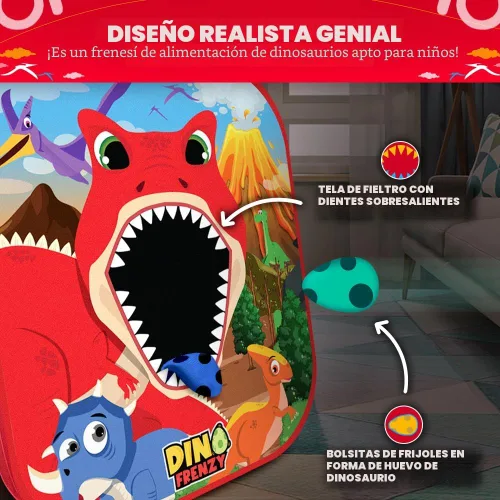 Vista 3 de SWOOC Games® - Dino Frenzy™ Juegos de Corn Hole 2 en 1 para niños Configuración en 5 segundos Juego de lanzamiento de bolsas de frijoles
