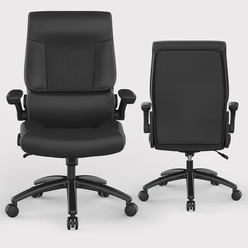 Vista 8 de Youhauchair Silla de oficina ergonómica grande y alta, silla de escritorio ejecutiva de piel sintética de 500 libras con soporte lumbar