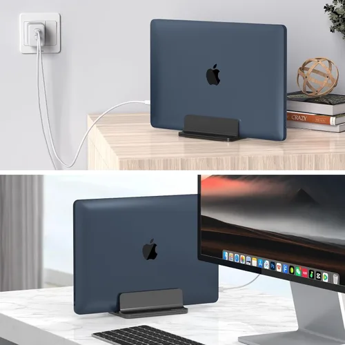Vista 5 de YICOSUN Soporte vertical de aluminio para laptop para escritorio, base de ancho ajustable para MacBook, Surface, Samsung, HP, Dell de hasta 17.3