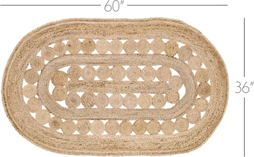 Vista 3 de VHC Brands 10713 - Alfombra ovalada de yute para cabina de té, Tela