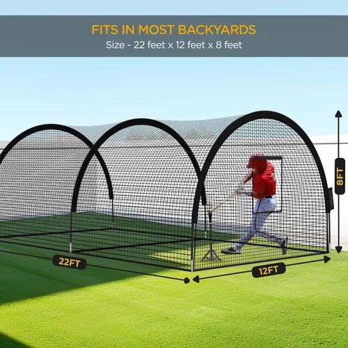 Vista 4 de ZivPlay Jaula de bateo de béisbol, jaulas de bateo para patio trasero, jaula portátil desplegable para béisbol y softbol de 22 x 12 x 8 pies