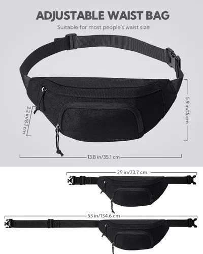 Vista 3 de WATERFLY Cangurera cruzada grande bolsa de cintura delgada, bolsa deportiva para mujer y hombre, mochila de viaje a la moda, para correr, caminar