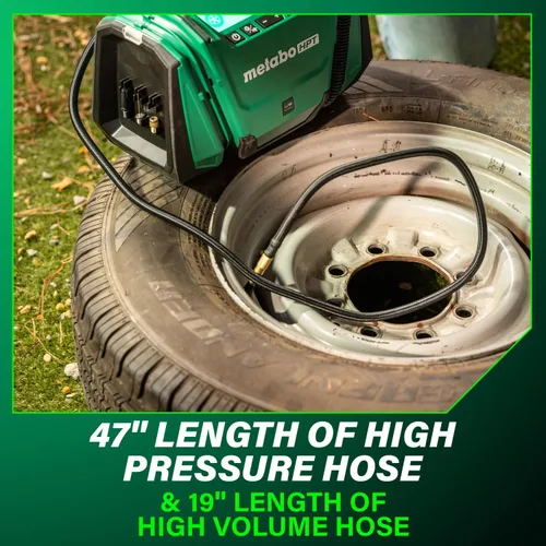 Vista 10 de Metabo HPT Inflador de doble función inalámbrico multivoltios de 18 V, inflador de aire portátil con modos de alta presión y alto volumen, presión