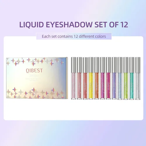 Vista 9 de BestLand Juego de sombras de ojos con purpurina líquida de 12 colores, multidimensional con purpurina metálica brillante, aspecto de ojos ahumado