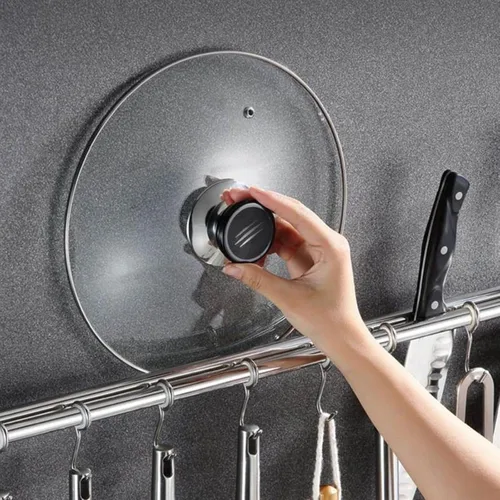 Vista 3 de ASkinds Estante colgante para utensilios de acero inoxidable para colgar en la pared, soporte para tapa de olla, organizador de almacenamiento