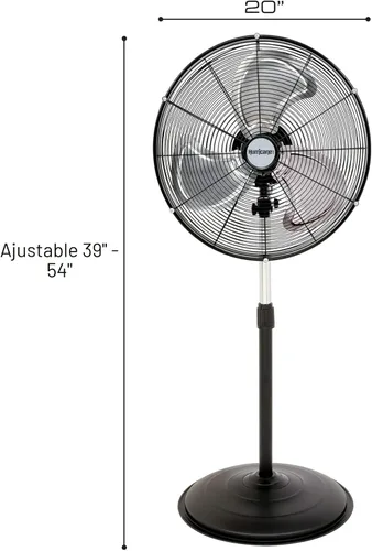 Vista 2 de Hurricane Pro Ventilador de pie oscilante de metal de alta velocidad con configuración de 3 velocidades, 20" - Unidad de pedestal de enfriamiento