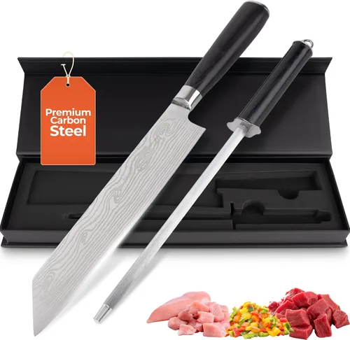 Vista 4 de Gidli Cuchillo de chef de 8 pulgadas con afilador de diamante, cuchillo de cocina afilado de acero inoxidable alemán para corte de precisión, mango