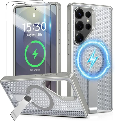Vista 25 de Jshru para Samsung Galaxy S25 Plus / S24 Plus con [2 PIEZAS] protectores de pantalla HD, compatible con MagSafe