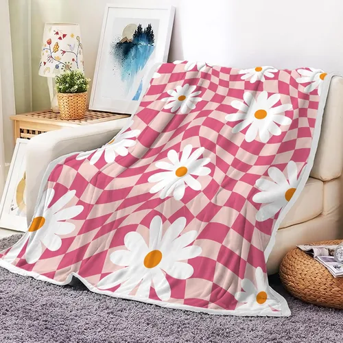 Vista 7 de Manta retro de los años 70 con diseño de hongos florales de mediados de siglo, manta de franela suave, ligera, regalos de felpa para mujeres