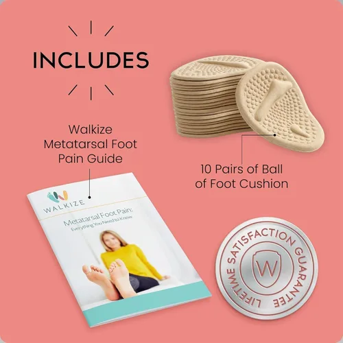 Vista 4 de Walkize Almohadillas metatarsianas para mujer Insertos de talón para mujer Cojines de bola de pie (2 pares de almohadillas para pies), alivio