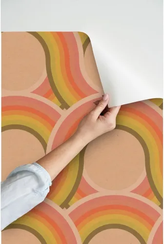 Vista 3 de Papel tapiz para despegar y pegar, papel tapiz retro texturizado vintage geométrico 70S 1960S personalizado extraíble Spoonflower
