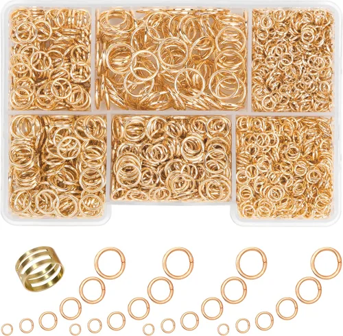 Vista 7 de 1400 anillos de salto de tamaño mixto para fabricación de joyas, llaveros, reparación de collares y manualidades de bricolaje, 0.157 in, 0.236 in