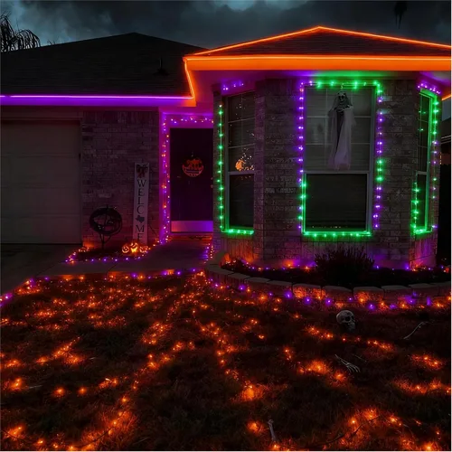 Vista 4 de Joomer - Guirnalda de luces de Halloween con 200 luces LED RGB enchufables de 66 pies