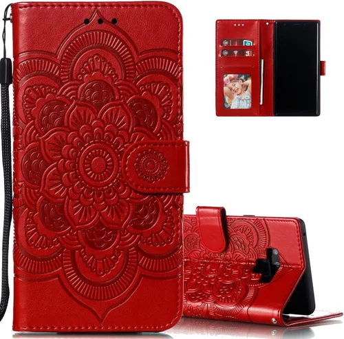 Vista 13 de LEECOCO - Funda para Galaxy Note 9 con diseño de mandala en relieve de piel sintética con tapa para cuaderno, estilo de libro, soporte magnético
